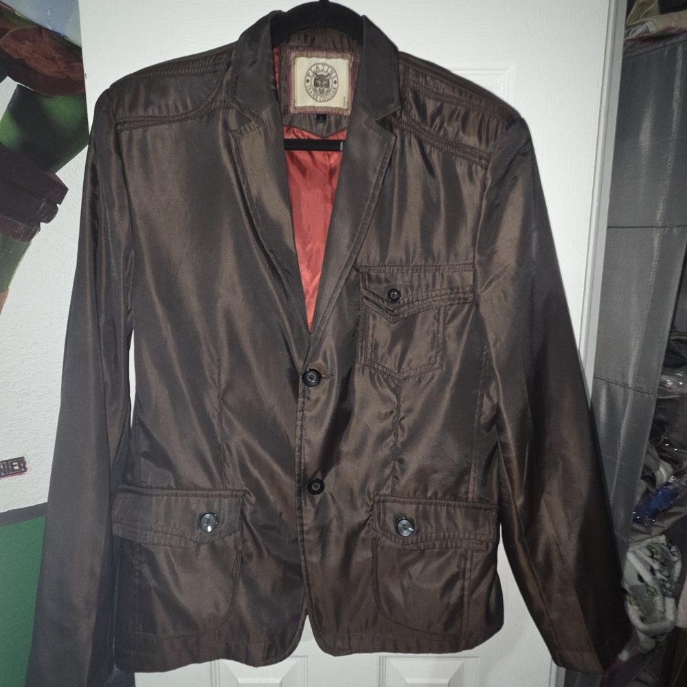VTG Platini Cougar Brown Field Blazer with Red Lining, Men, Size S